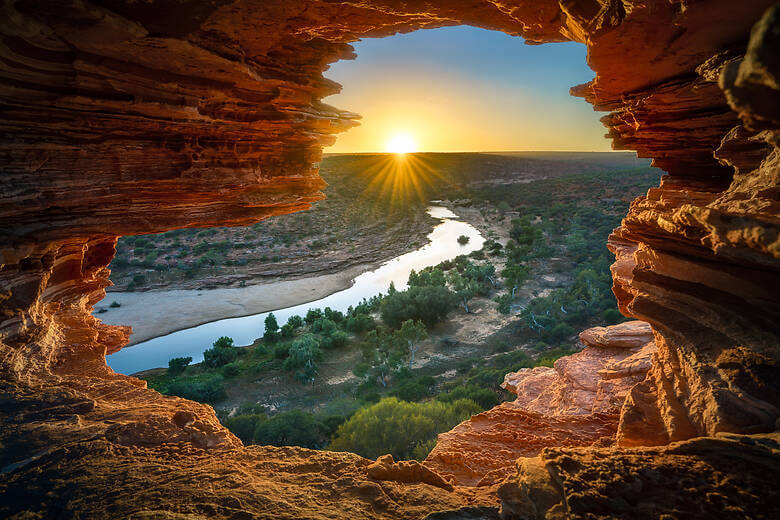 Sonnenuntergang über dem Kalbarri-Nationalpark in Western Australia