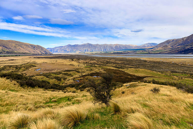 Blick auf den Mount Sunday in Neuseeland 