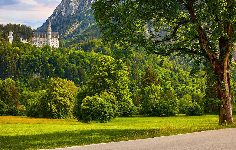 Blick auf Schloss Neuschwanstein in Bayern