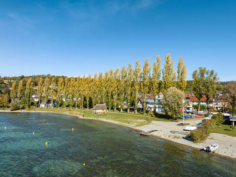 Luftbild von der Ortschaft Wangen auf der Halbinsel Höri