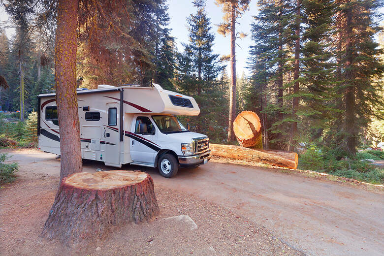 Campen mit dem Wohnmobil am Dorst Campground im Sequoia National Park