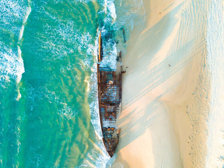 Schiffswrack auf der australischen Insel K’gari