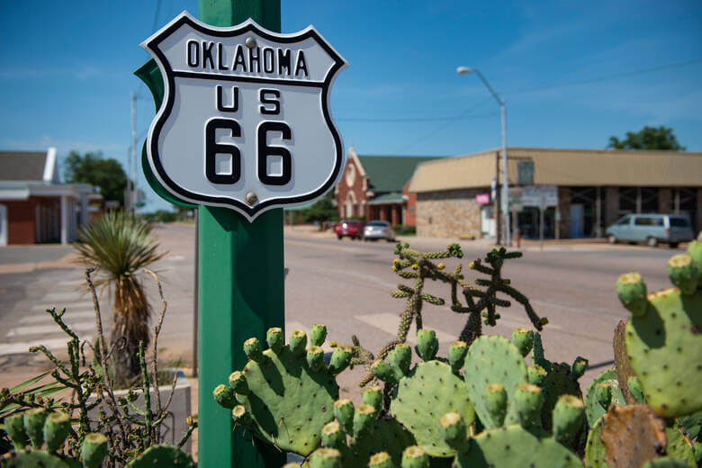 Route 66 Schild in Oklahoma 