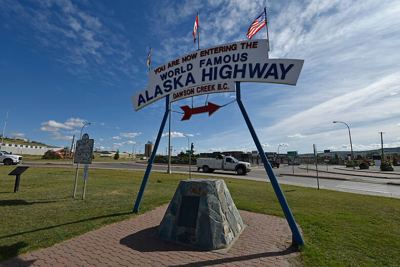 Beginn des Alaska Highway in Dawsons Creek