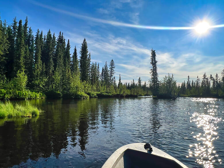 Bootsfahrt in Alaska an einem sonnigen Tag. 