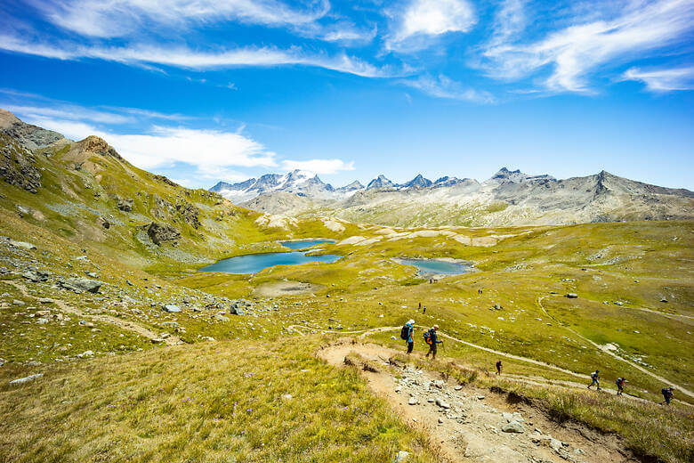 Wanderer in Italien in über 3.000 Metern Höhe